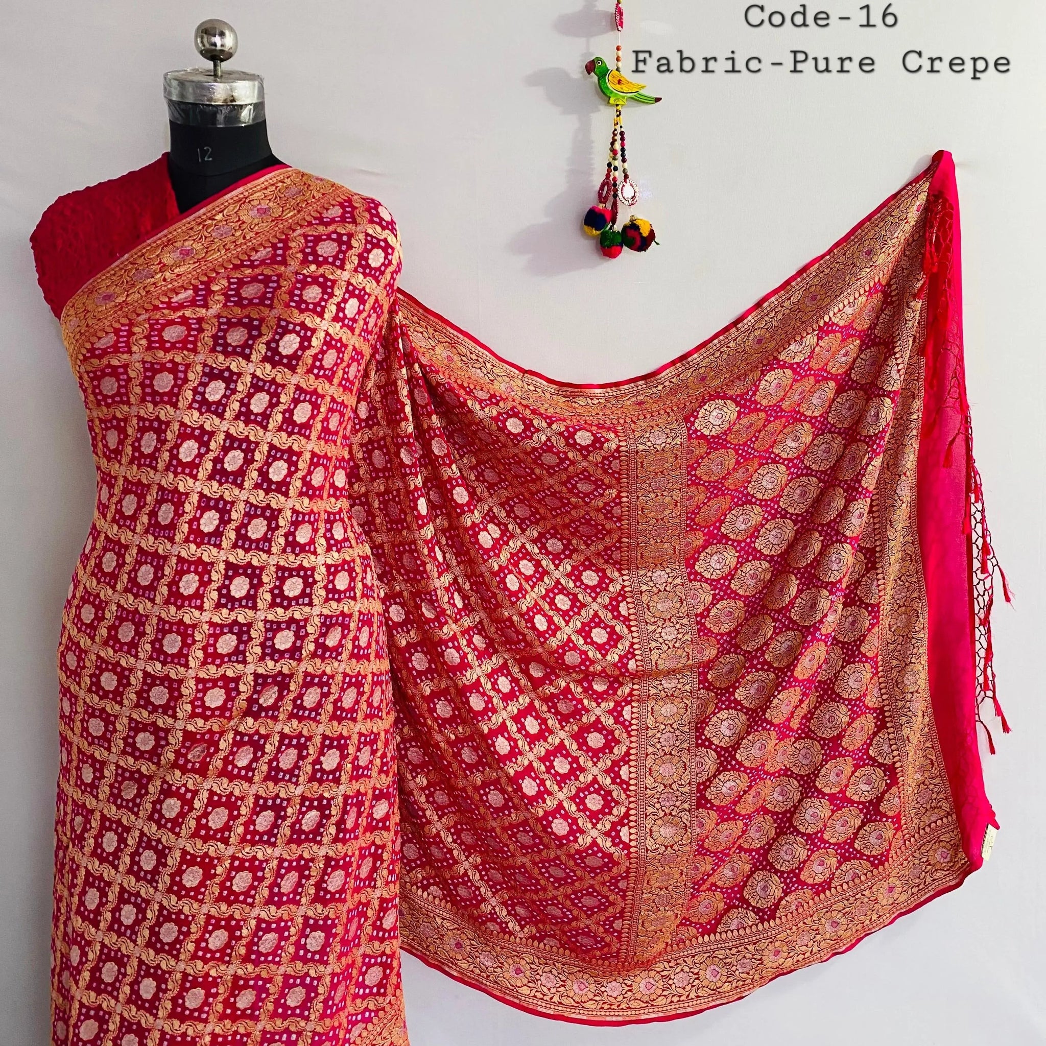 Premium Pure Crepe Bandhej Saree RAKHIYO