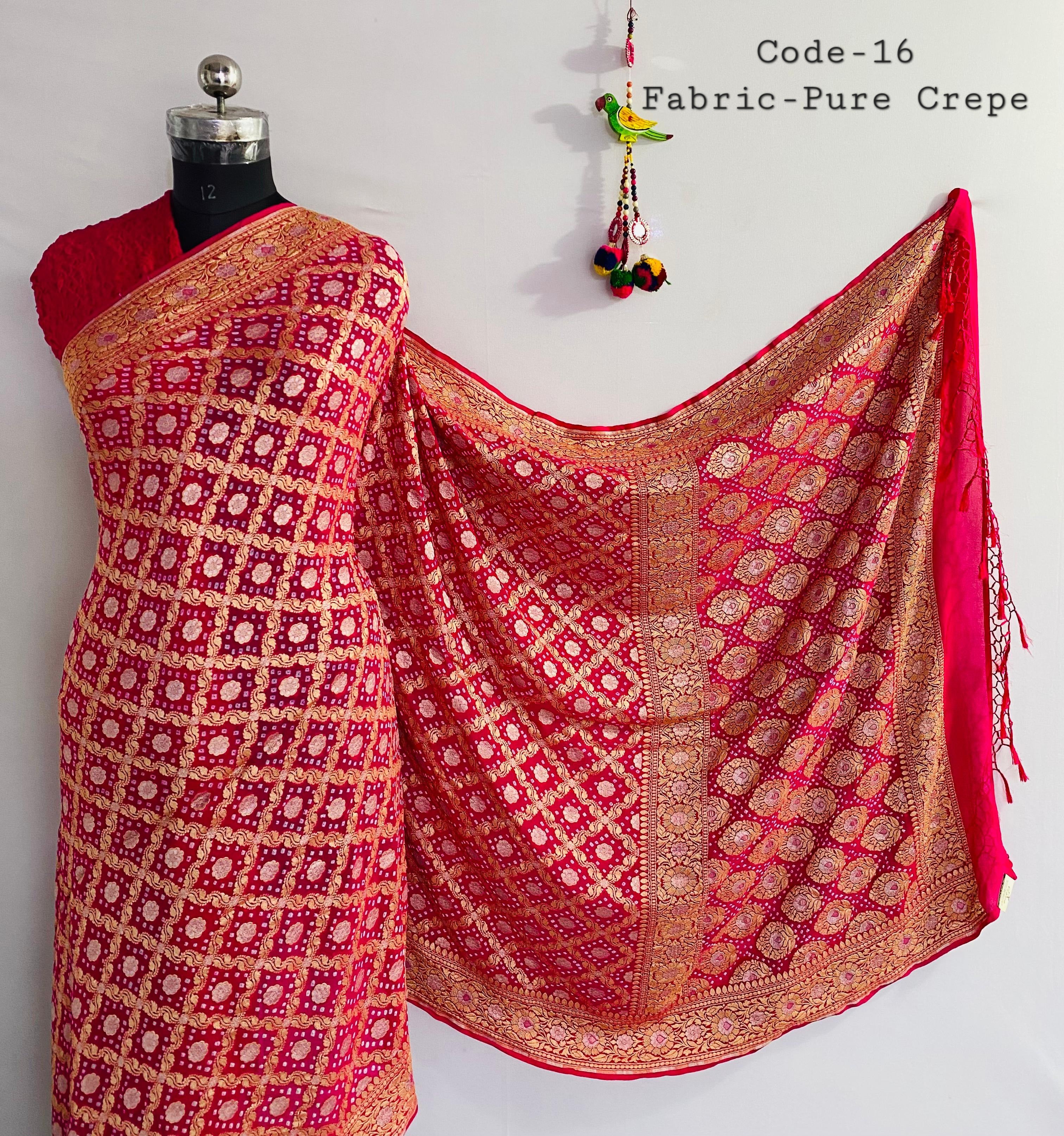 Premium Pure Crepe Bandhej Saree