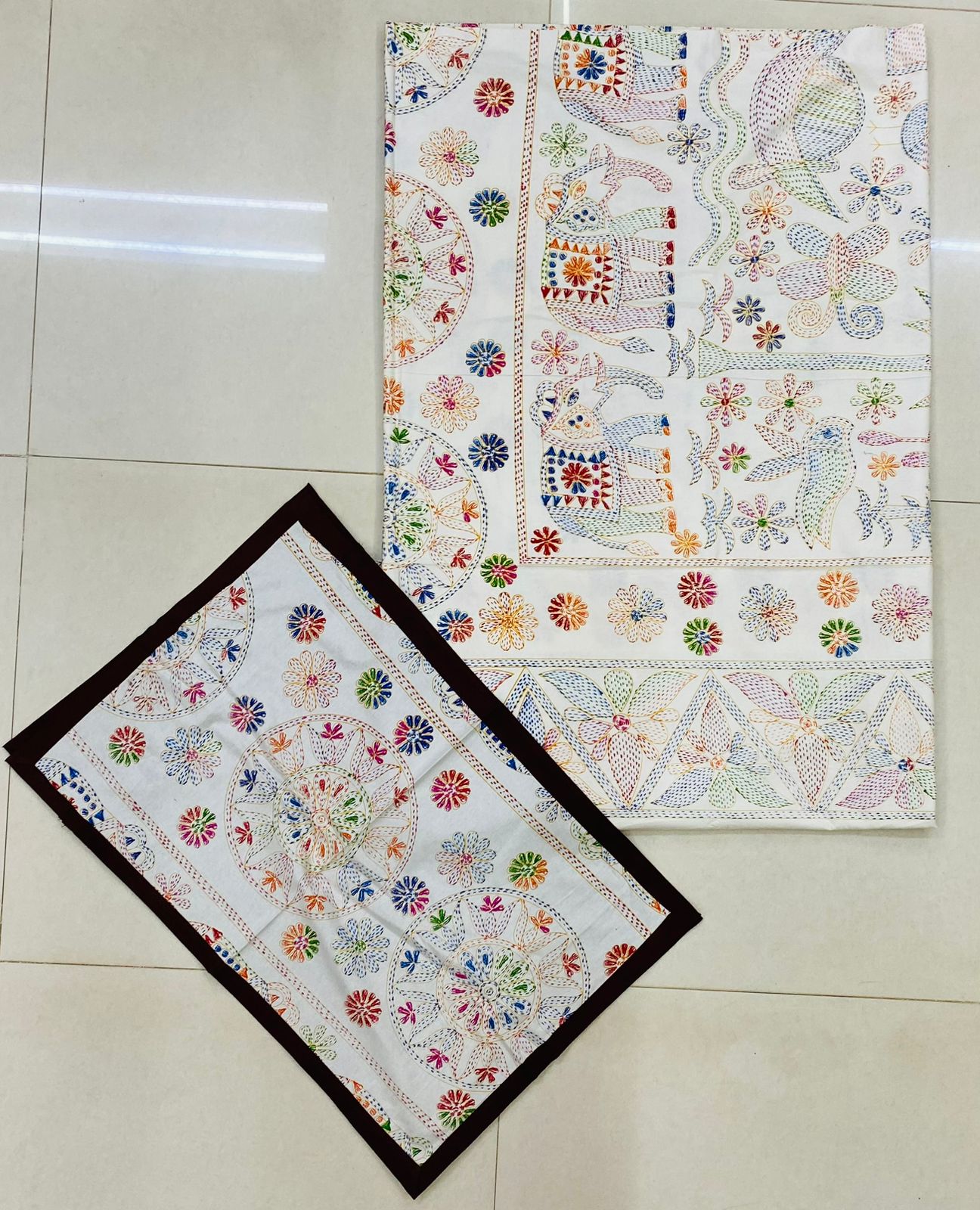 Kantha Print Double-Bedsheet