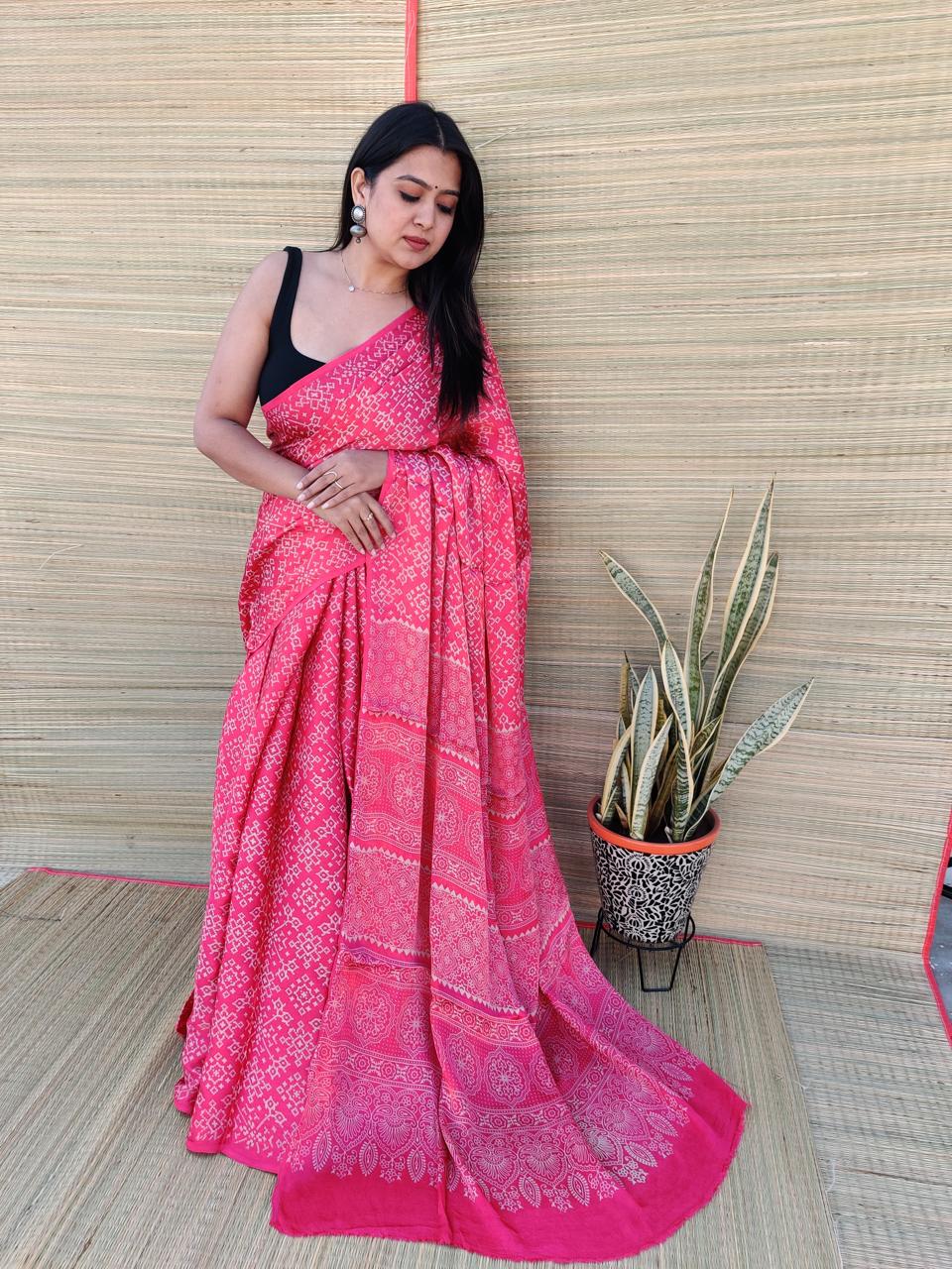 Patola Ajarakh Modal Saree