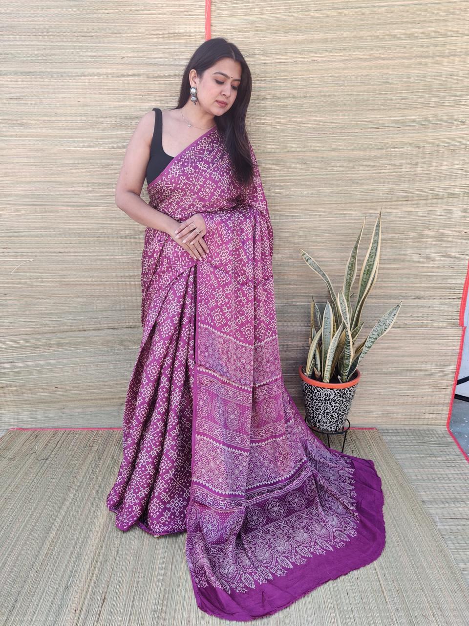 Patola Ajarakh Modal Saree