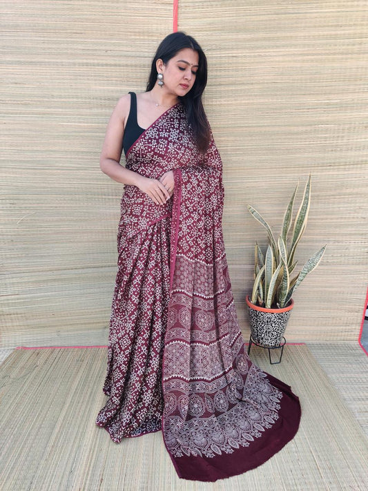 Patola Ajarakh Modal Saree