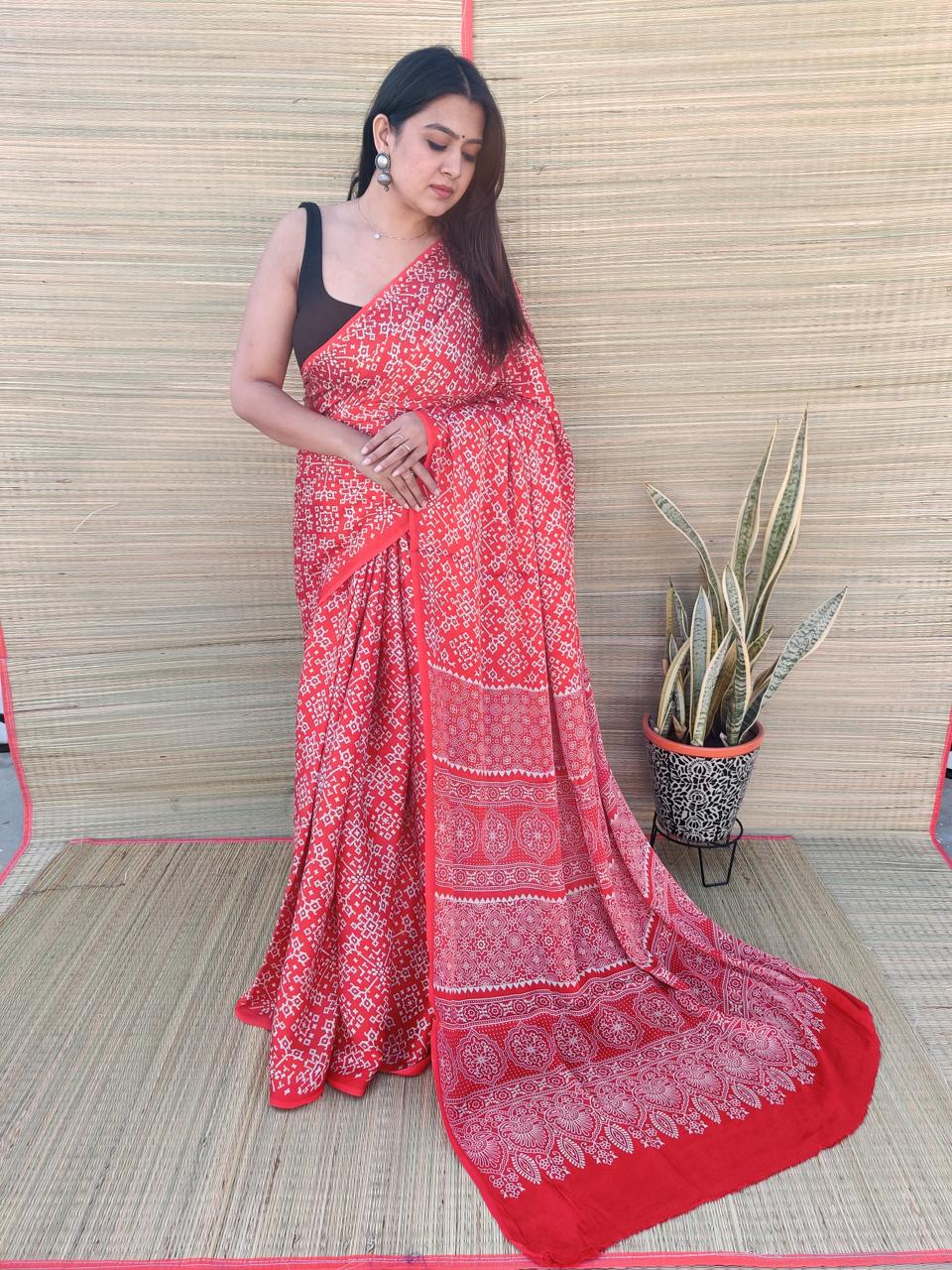Patola Ajarakh Modal Saree