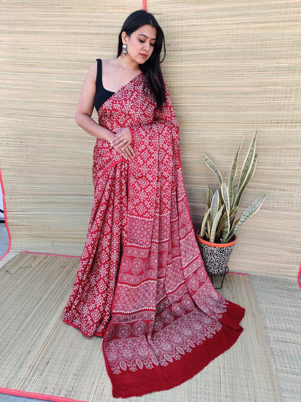 Patola Ajarakh Modal Saree