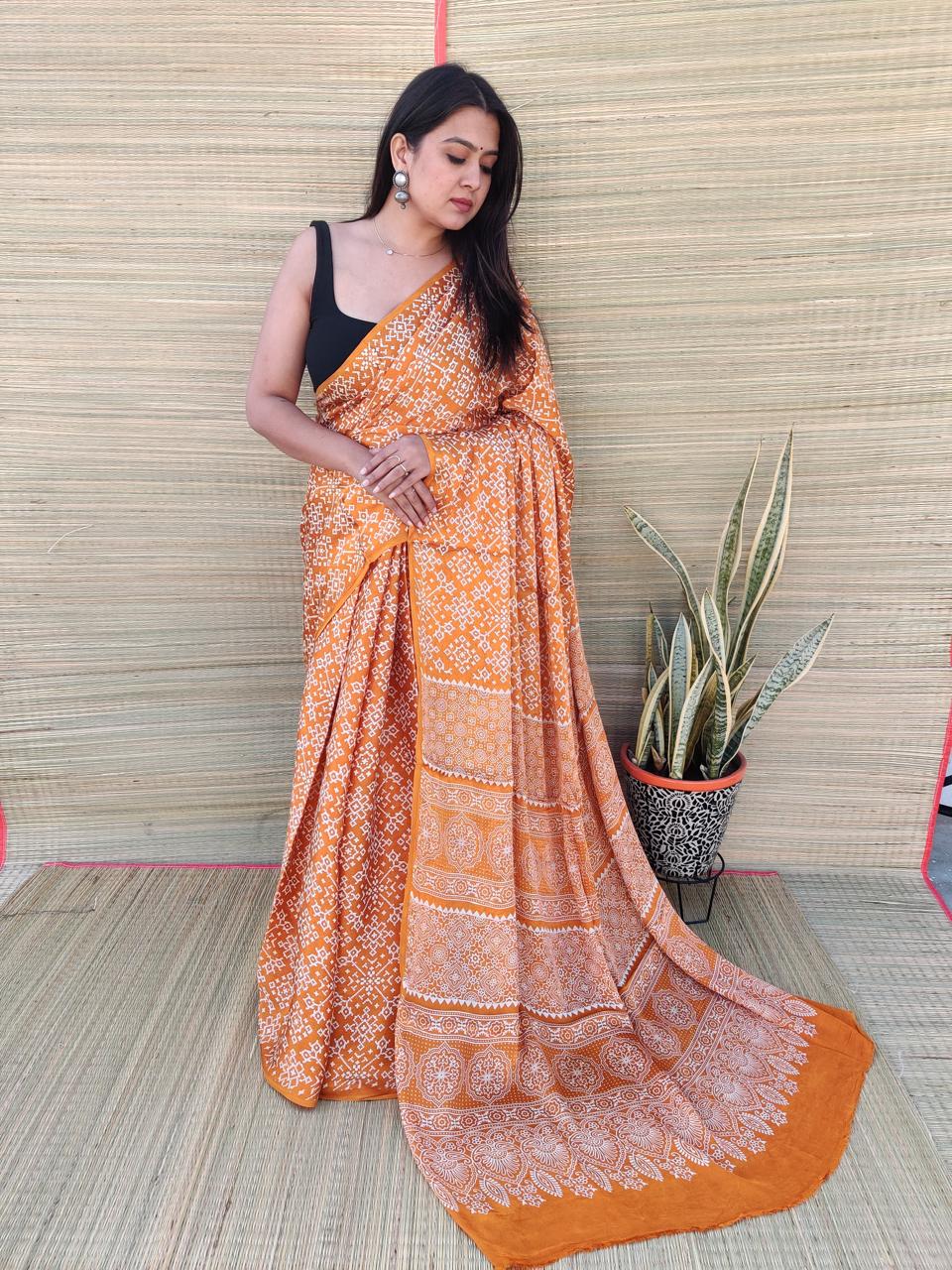 Patola Ajarakh Modal Saree