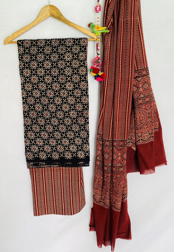 Ajarakh Vegetable Dye Cotton Suit Material