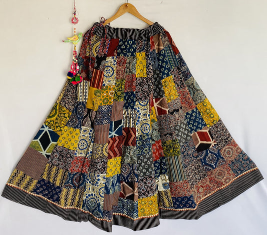 Cottom Ajarakh Patchwork Skirt