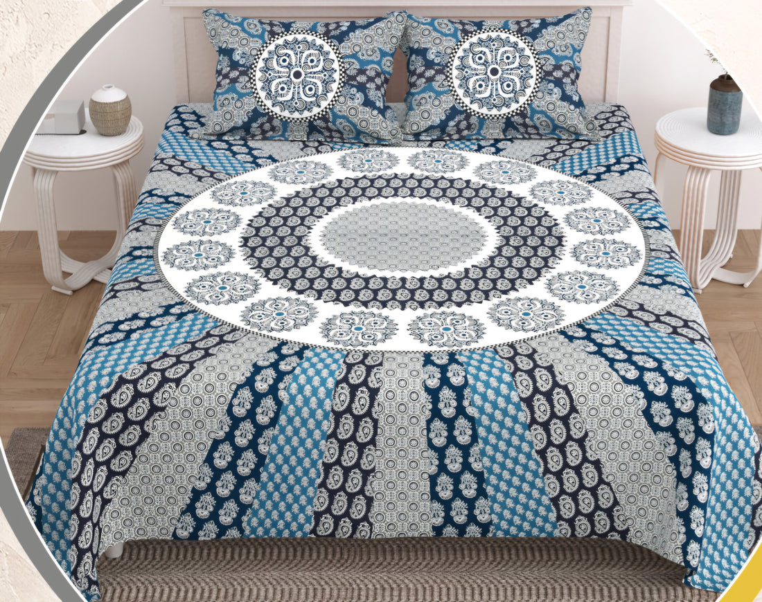 Ajarakh Patchwork Print Double-Bedsheet