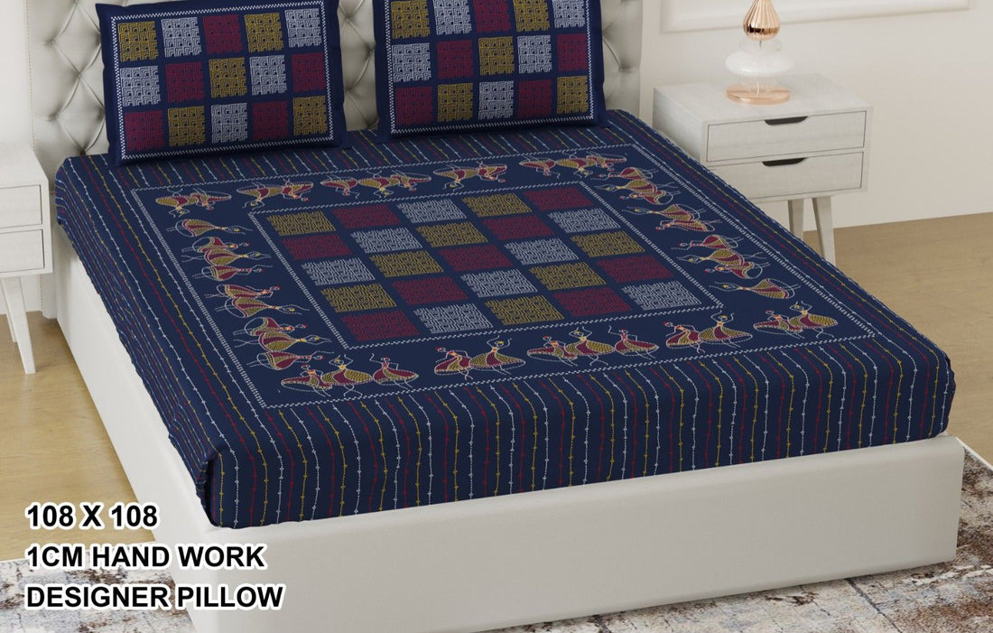 Kutchi Embroidered Double-Bedsheet