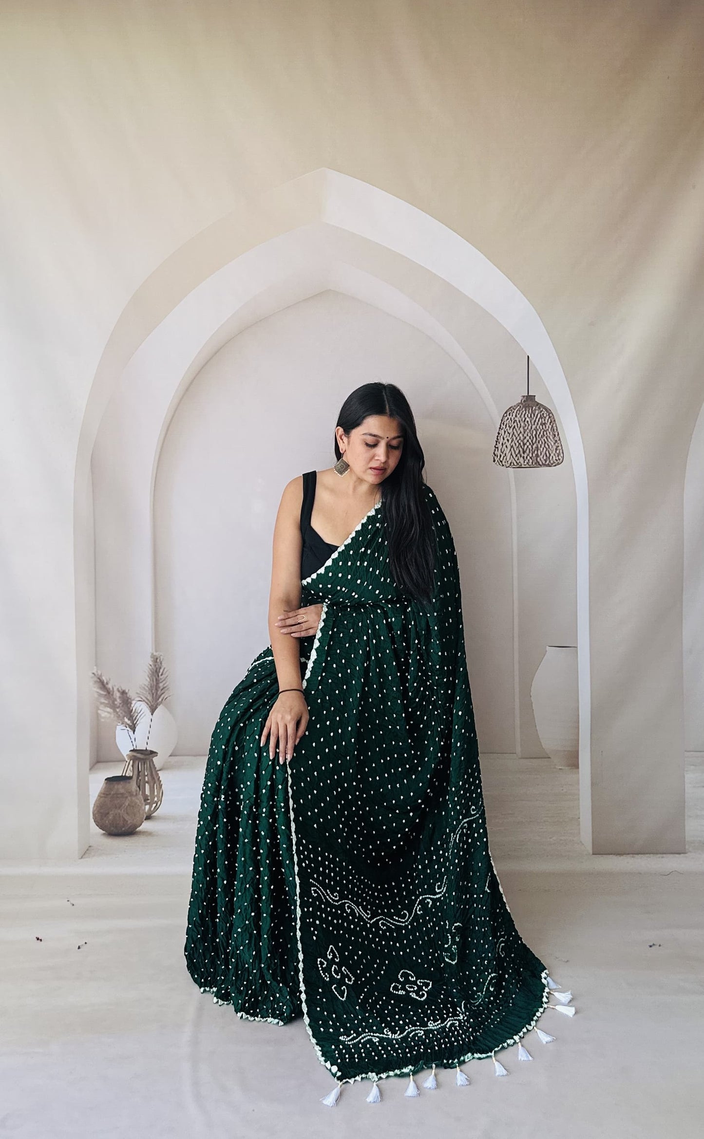 Bandhani Edging Gaji Saree