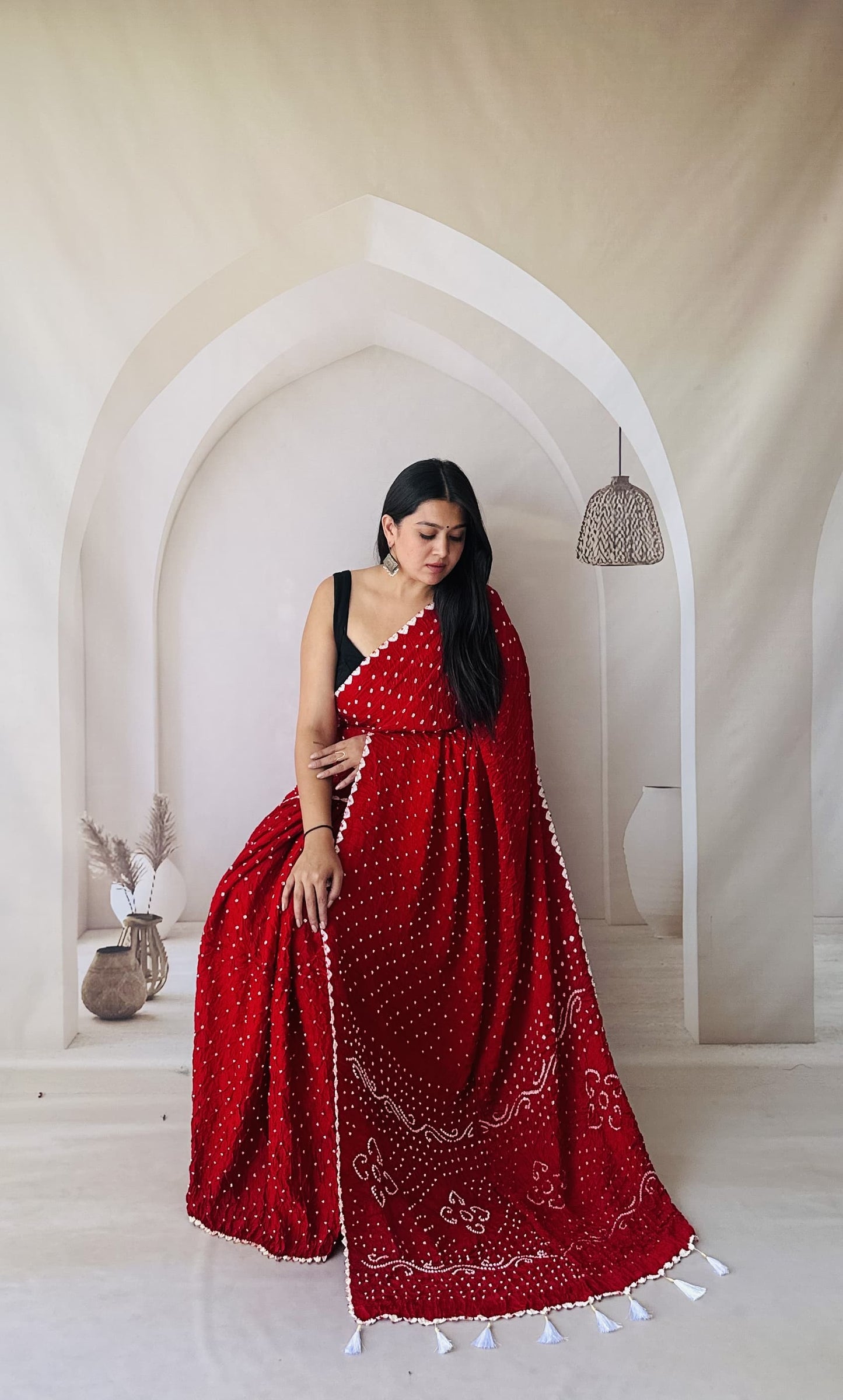 Bandhani Edging Gaji Saree