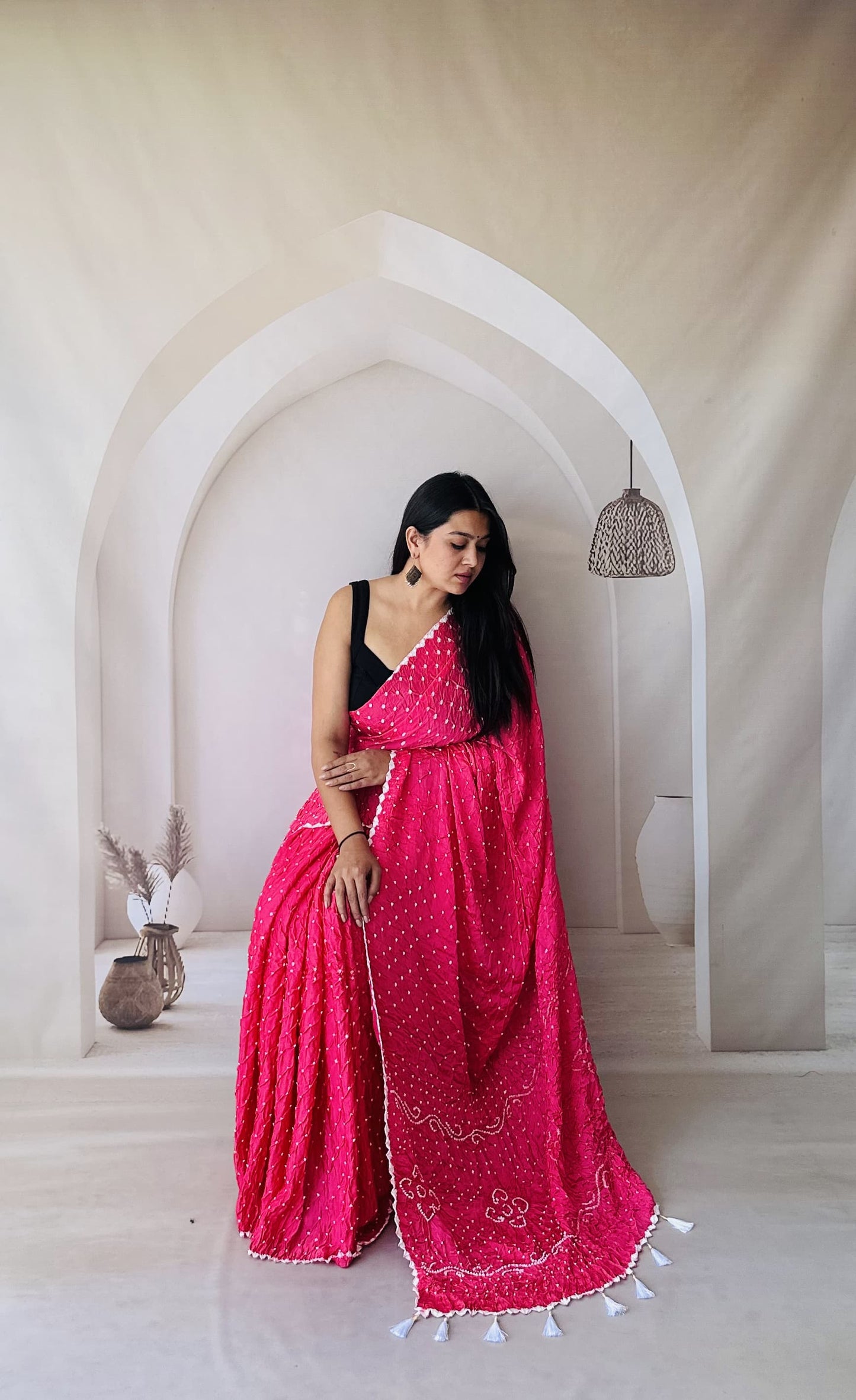 Bandhani Edging Gaji Saree