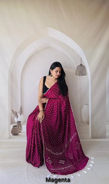 Magenta Bandhani Edging Gaji Saree RAKHIYO