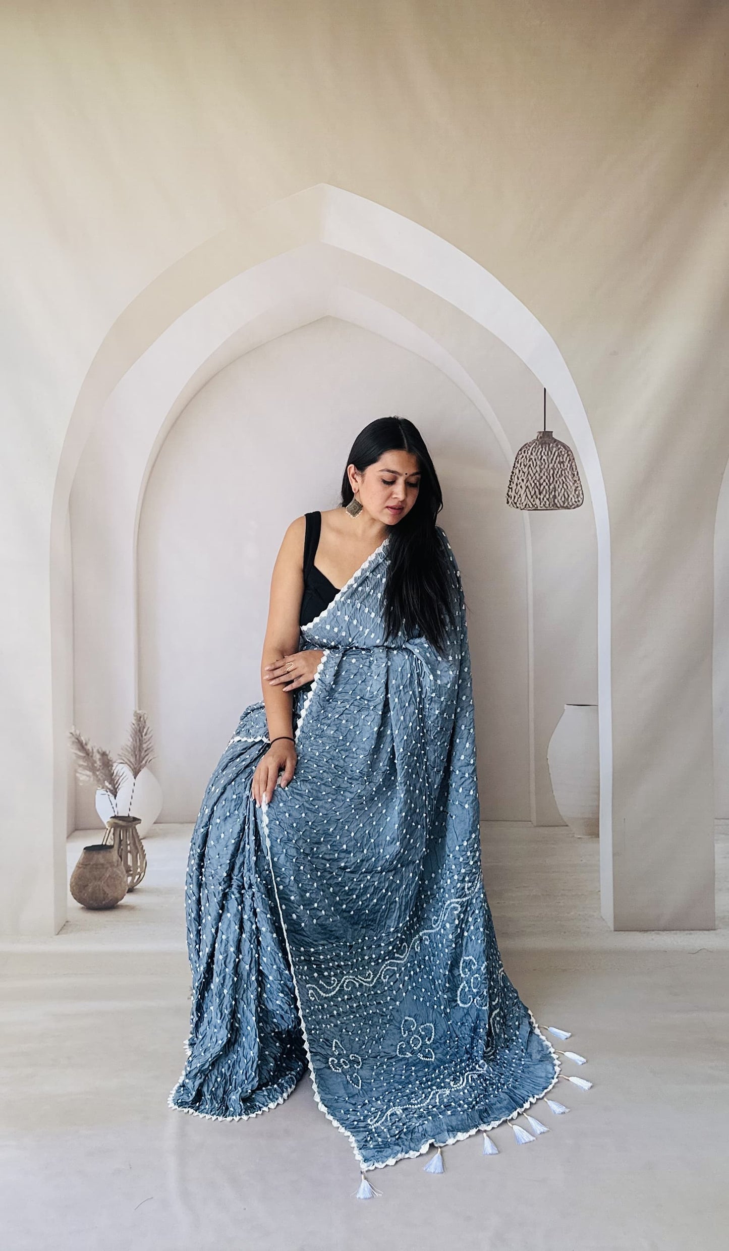 Bandhani Edging Gaji Saree