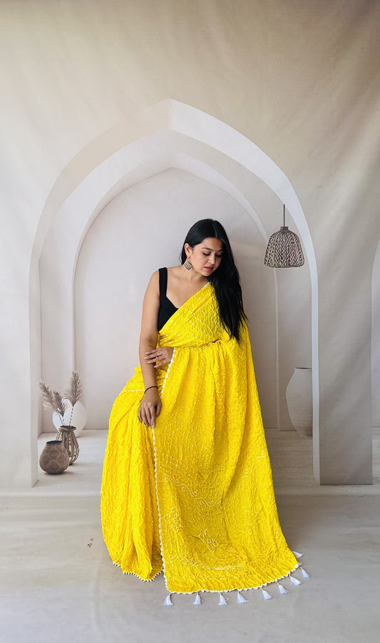 Bandhani Edging Gaji Saree