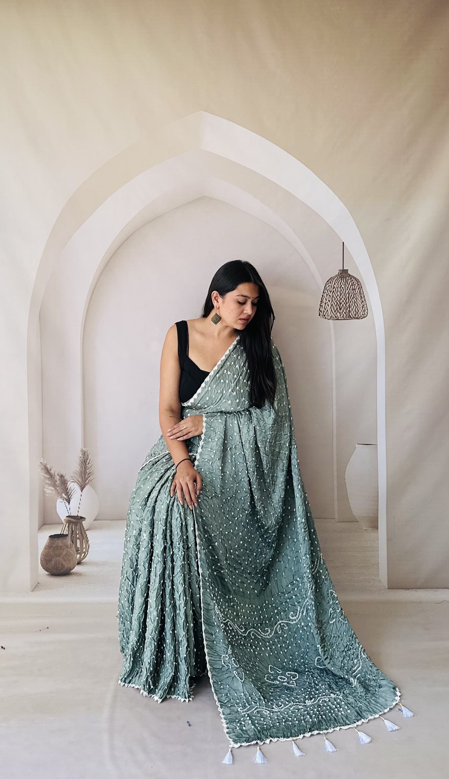 Bandhani Edging Gaji Saree