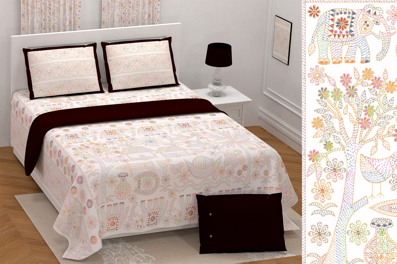 Kantha Print Double-Bedsheet