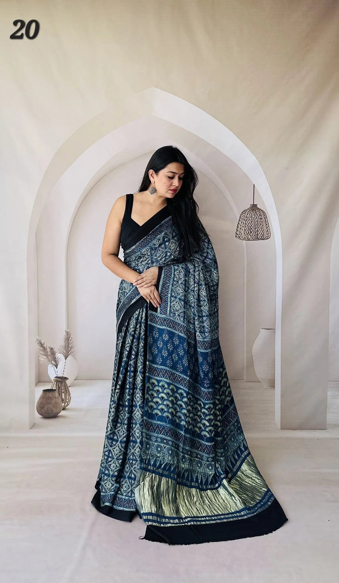 Ajarakh Tissue Modal Saree RAKHIYO