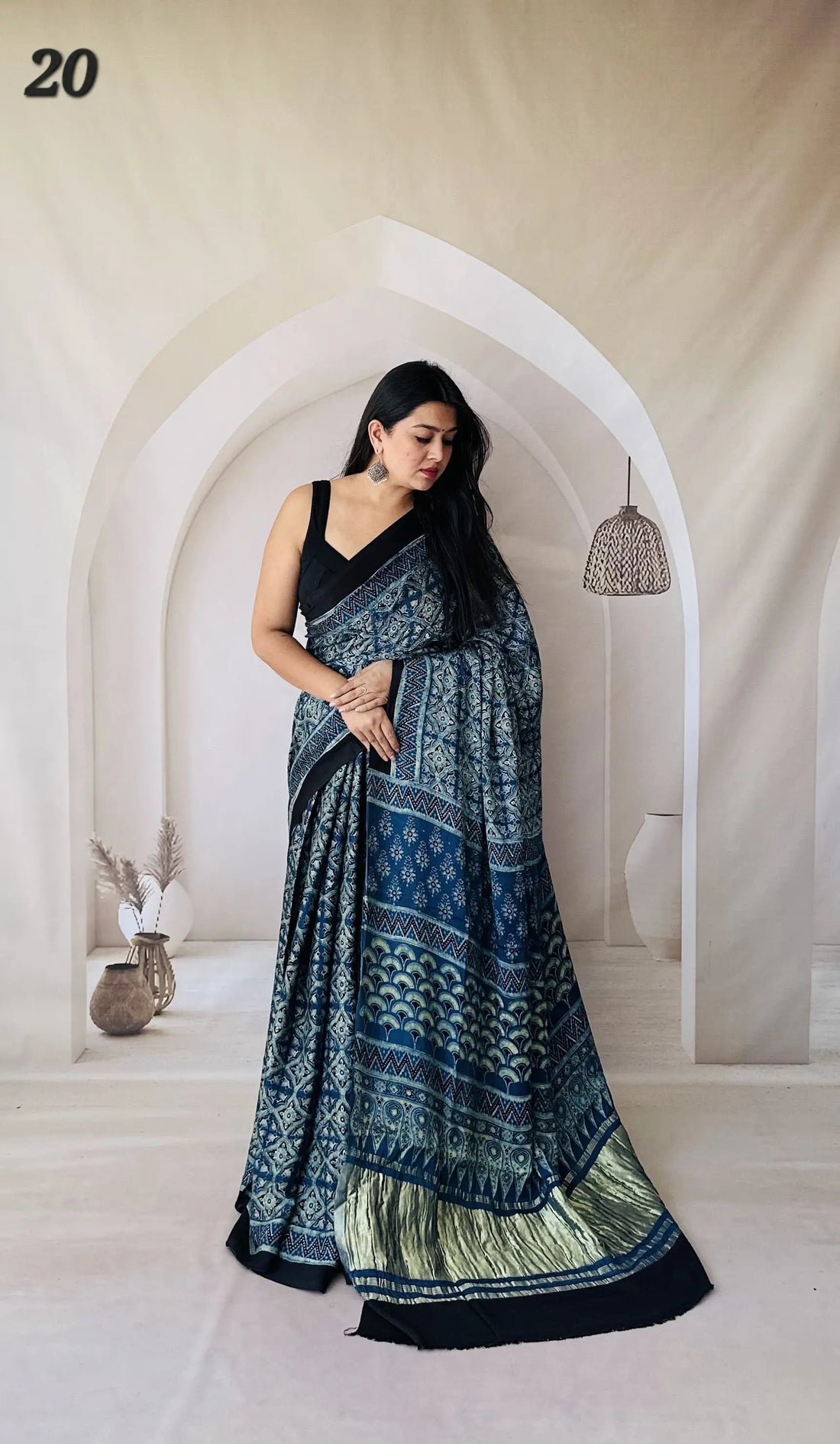 Ajarakh Tissue Modal Saree RAKHIYO