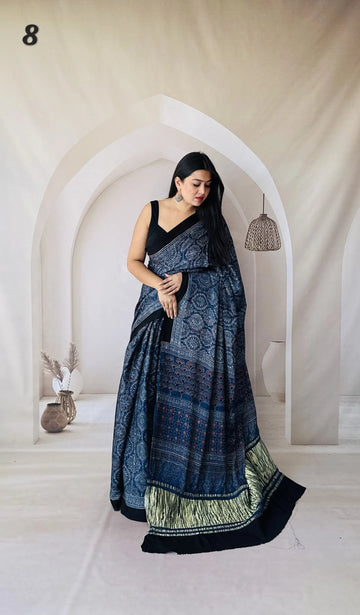 Ajarakh Tissue Modal Saree RAKHIYO