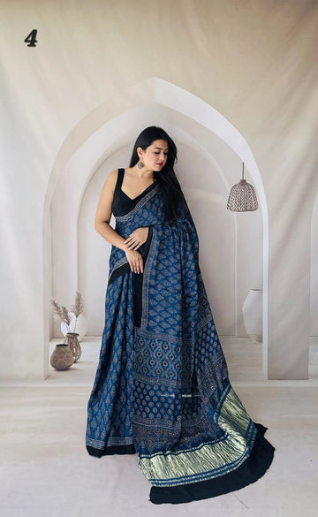 Ajarakh Tissue Modal Saree RAKHIYO