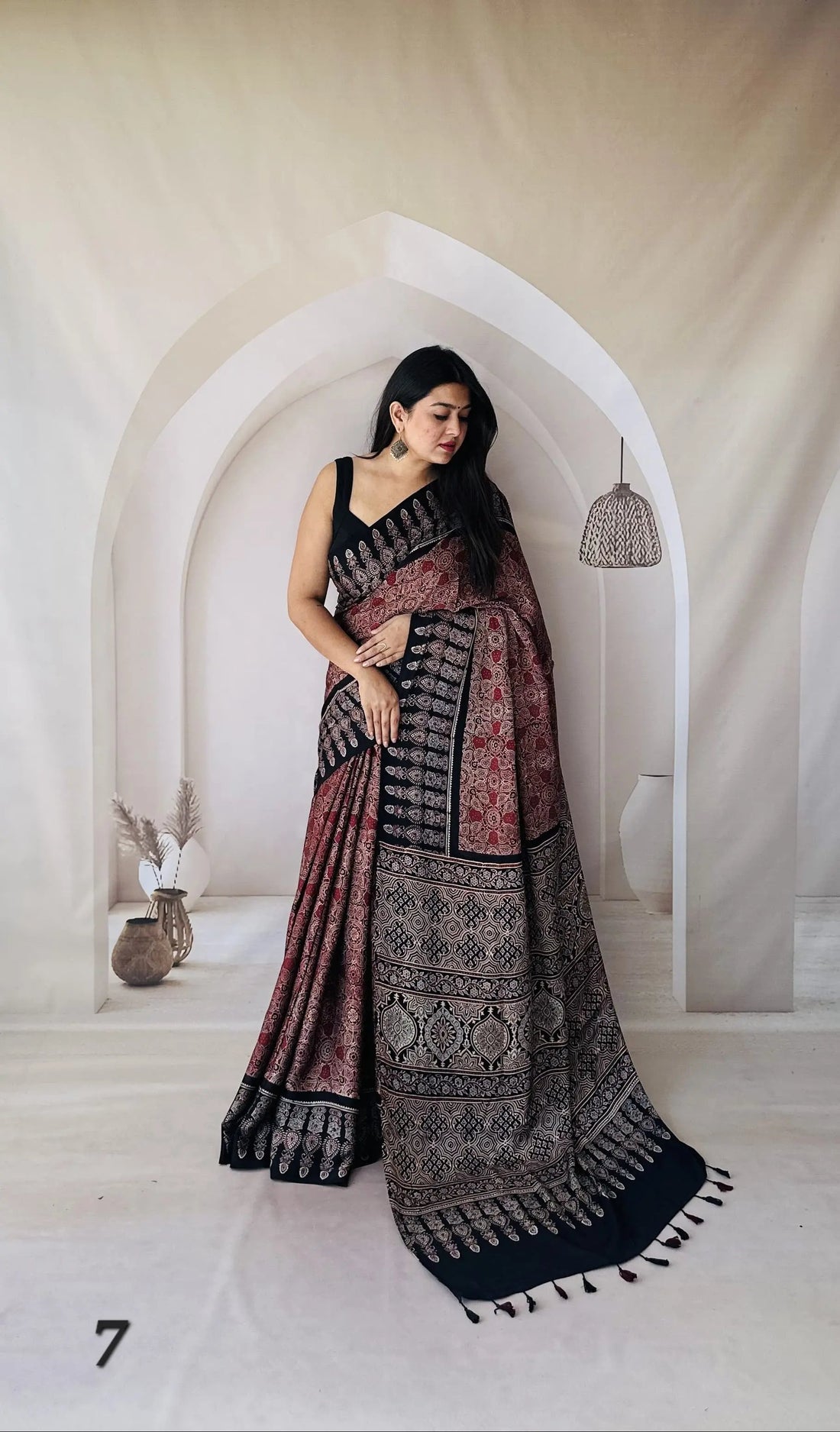 Ajarakh Double Shade Designer Gaji Silk Saree RAKHIYO