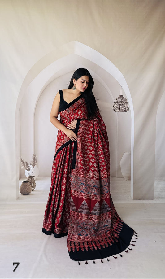 Ajarakh Designer Gaji Silk Saree