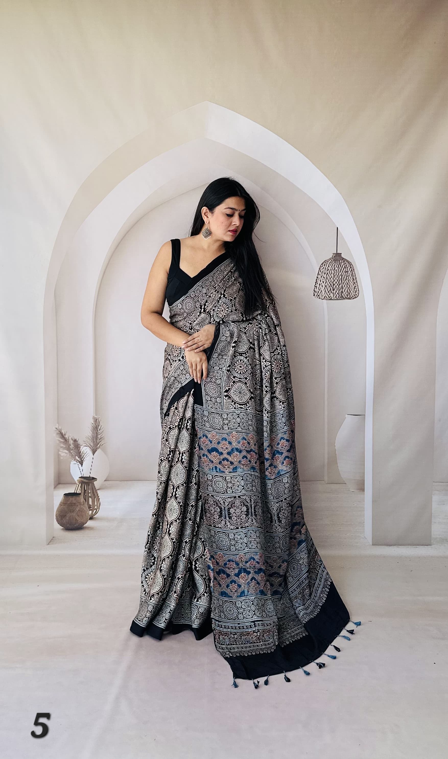 Ajarakh Designer Gaji Silk Saree