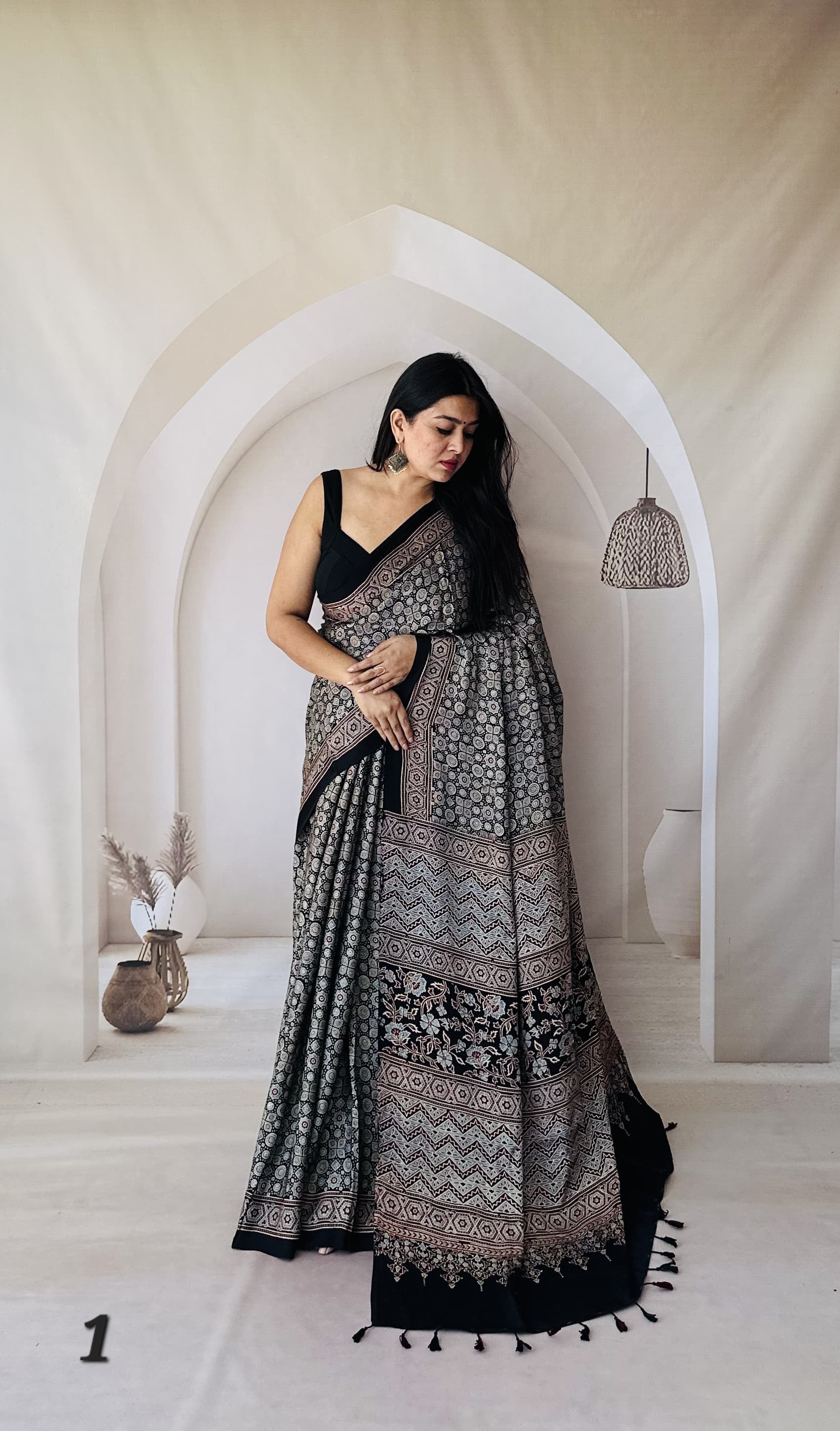 Ajarakh Designer Gaji Silk Saree