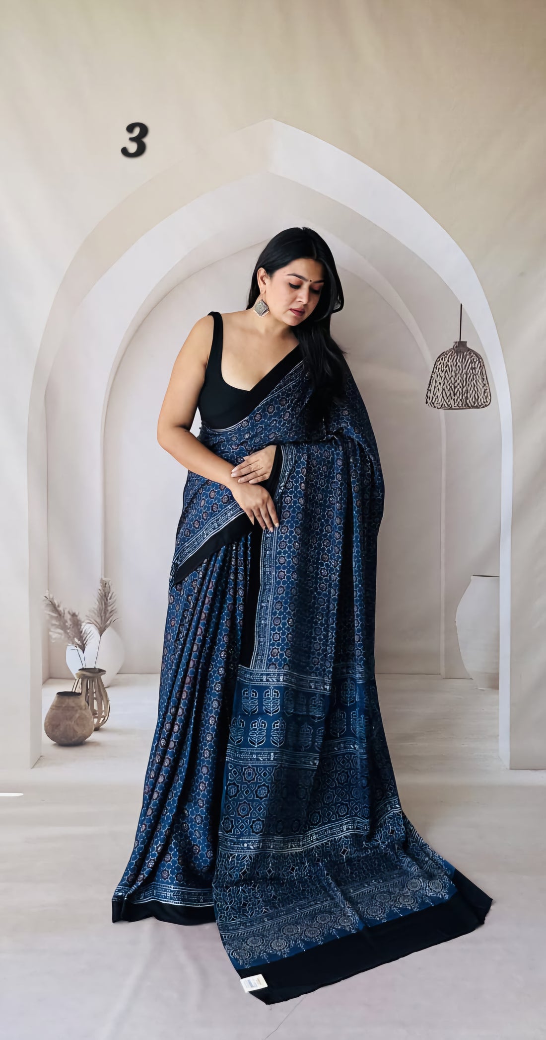Ajarakh Natural Dyed Modal Saree