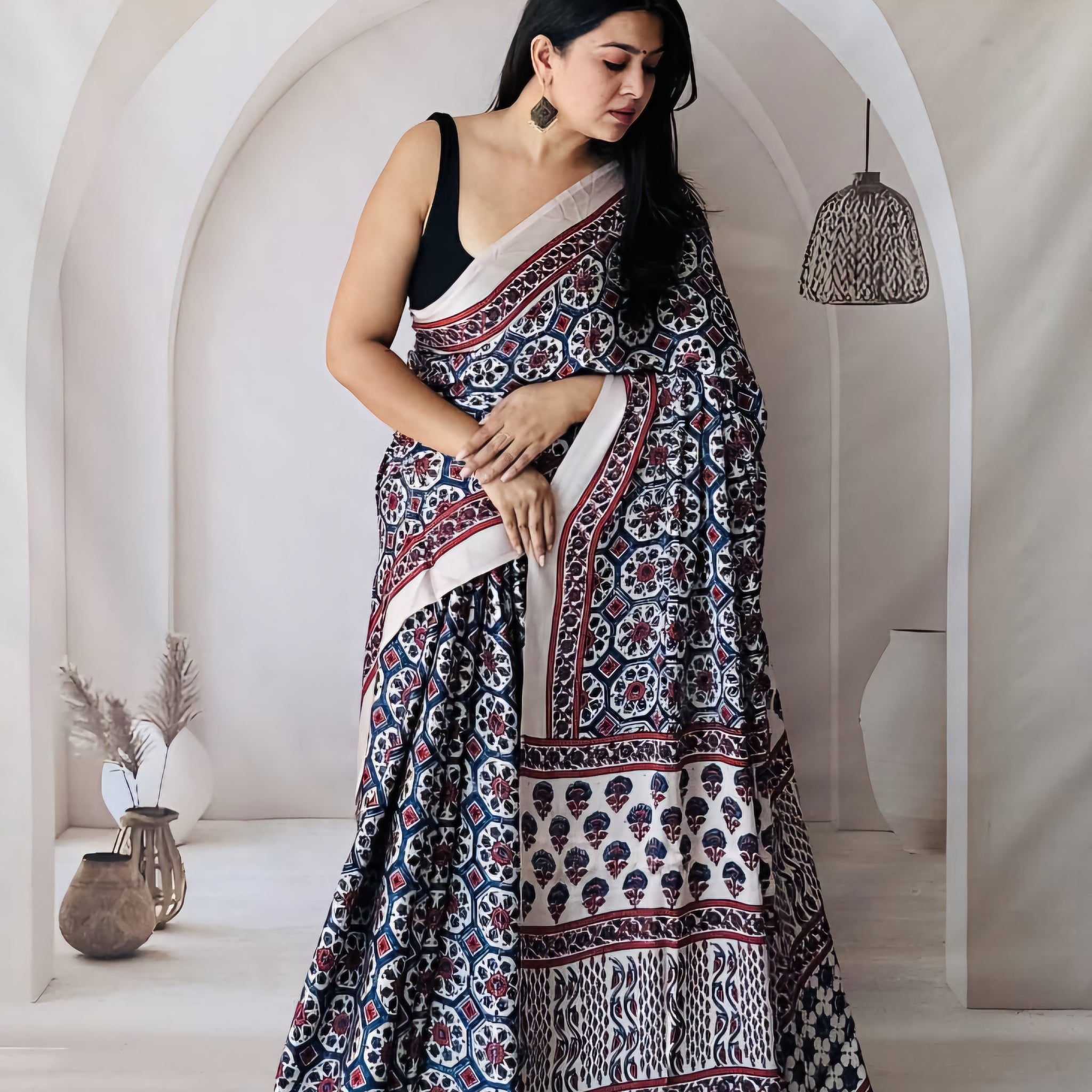 Ajarakh Natural Dyed Modal Saree