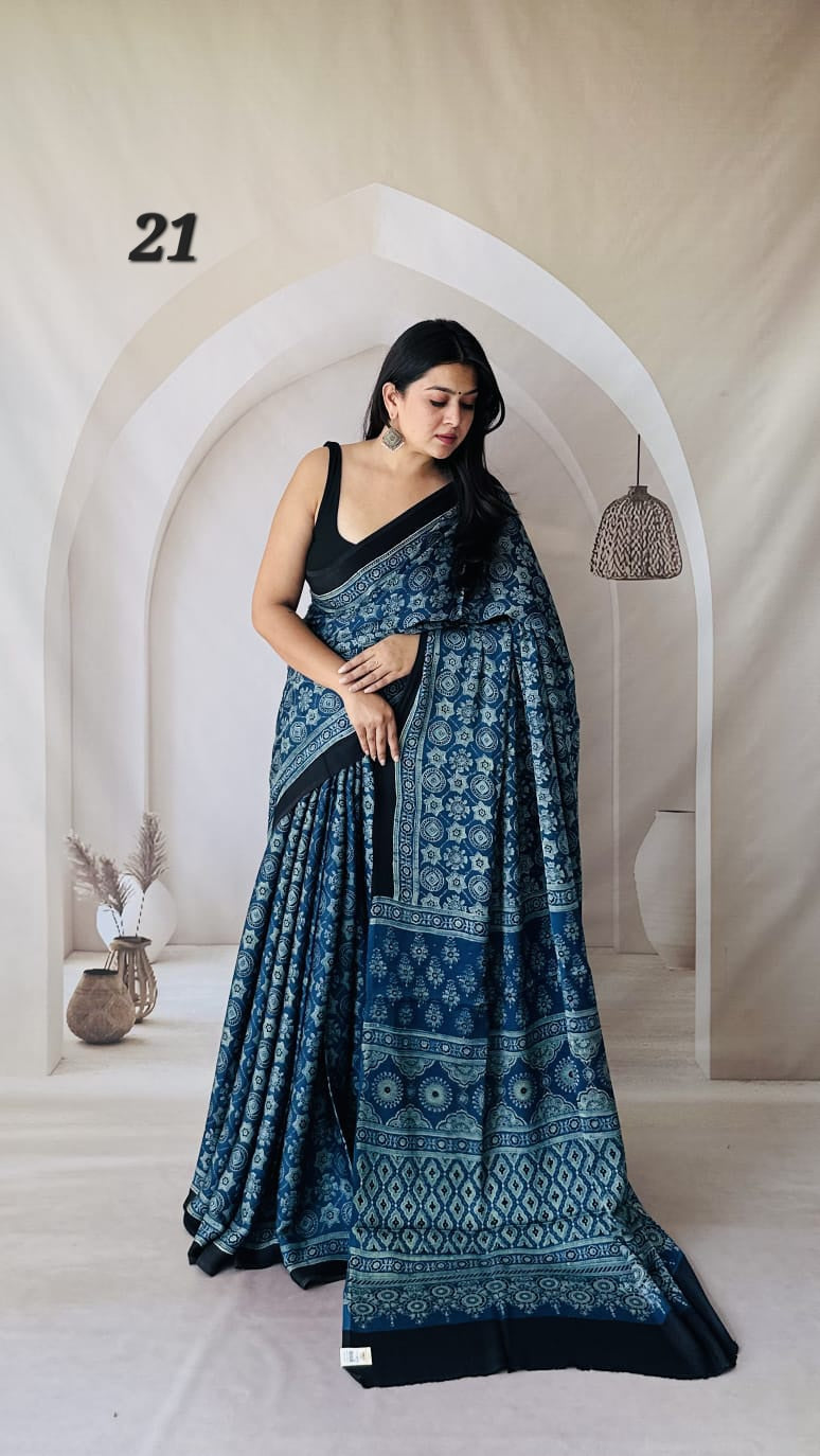 Ajarakh Natural Dyed Modal Saree