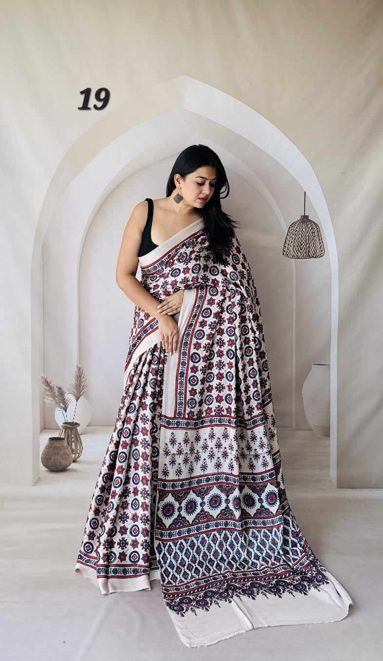 Ajarakh Natural Dyed Modal Saree