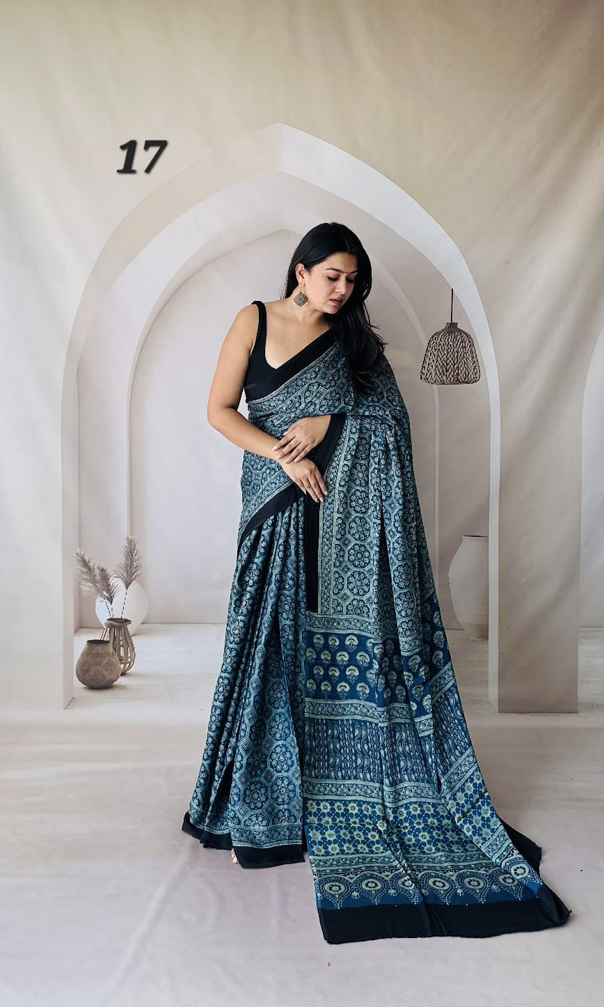 Ajarakh Natural Dyed Modal Saree