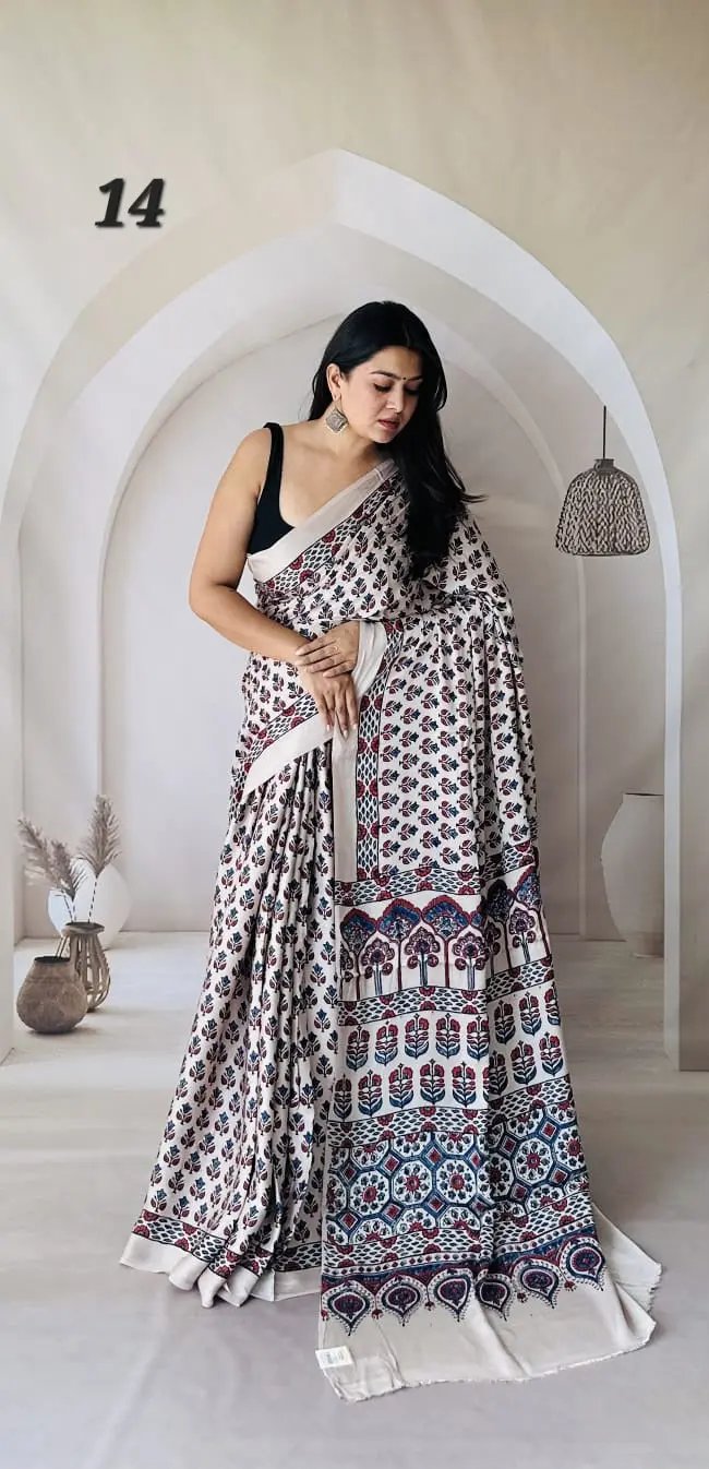 Ajarakh Natural Dyed Modal Saree RAKHIYO