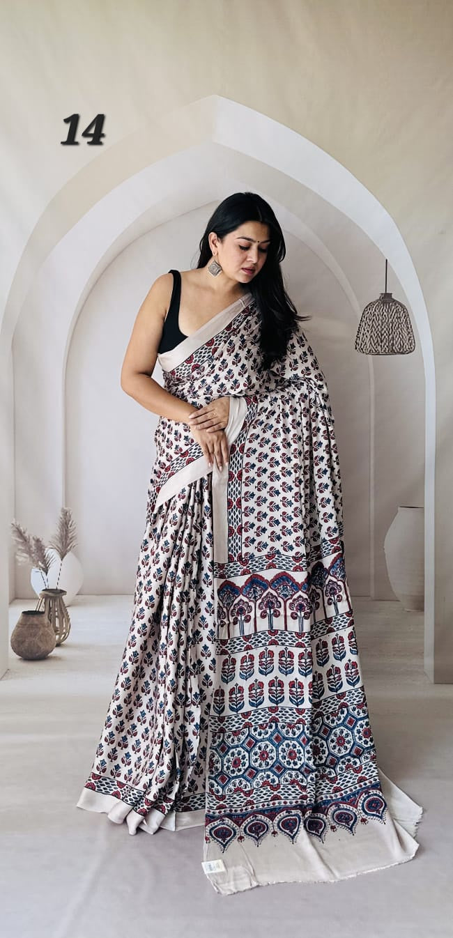 Ajarakh Natural Dyed Modal Saree