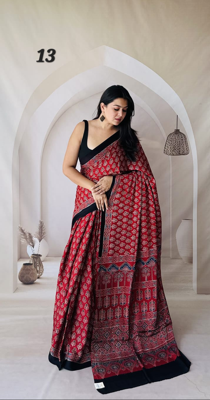 Ajarakh Natural Dyed Modal Saree