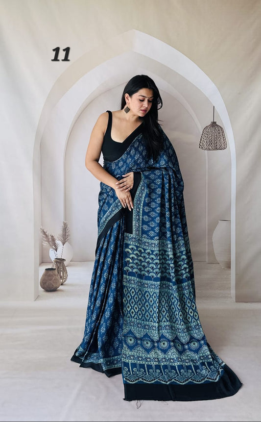 Ajarakh Natural Dyed Modal Saree