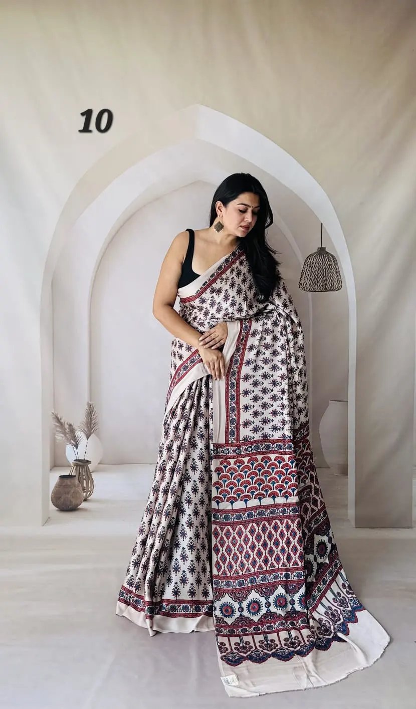 Ajarakh Natural Dyed Modal Saree RAKHIYO