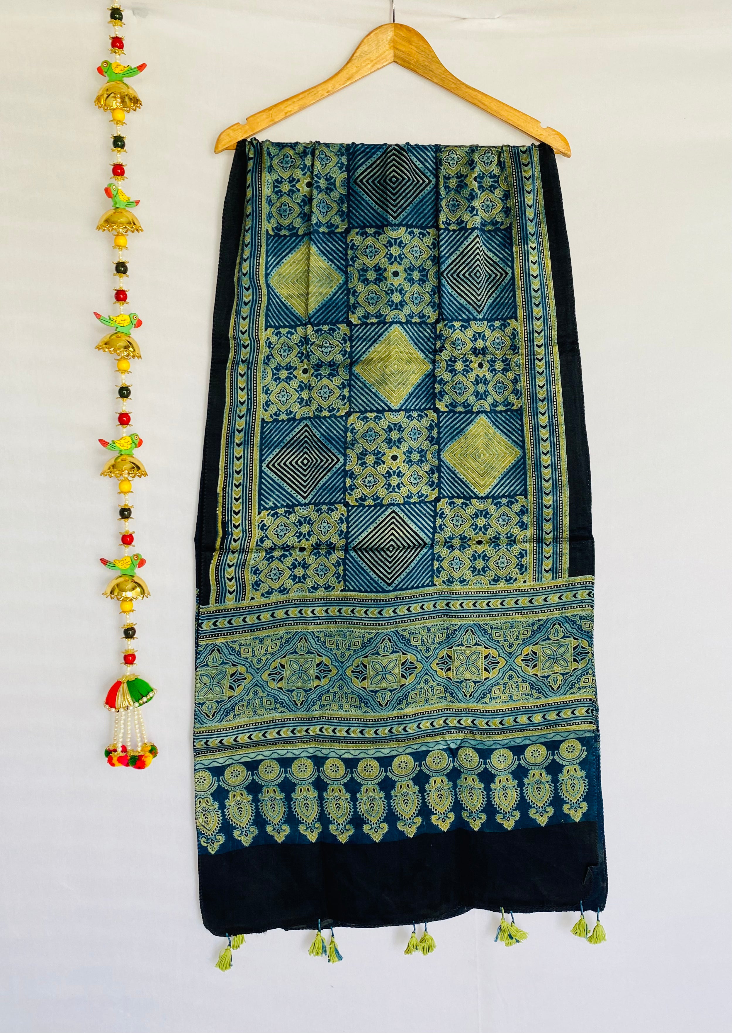 Ajrakh Natural Dyed Mashroo Silk Stoles