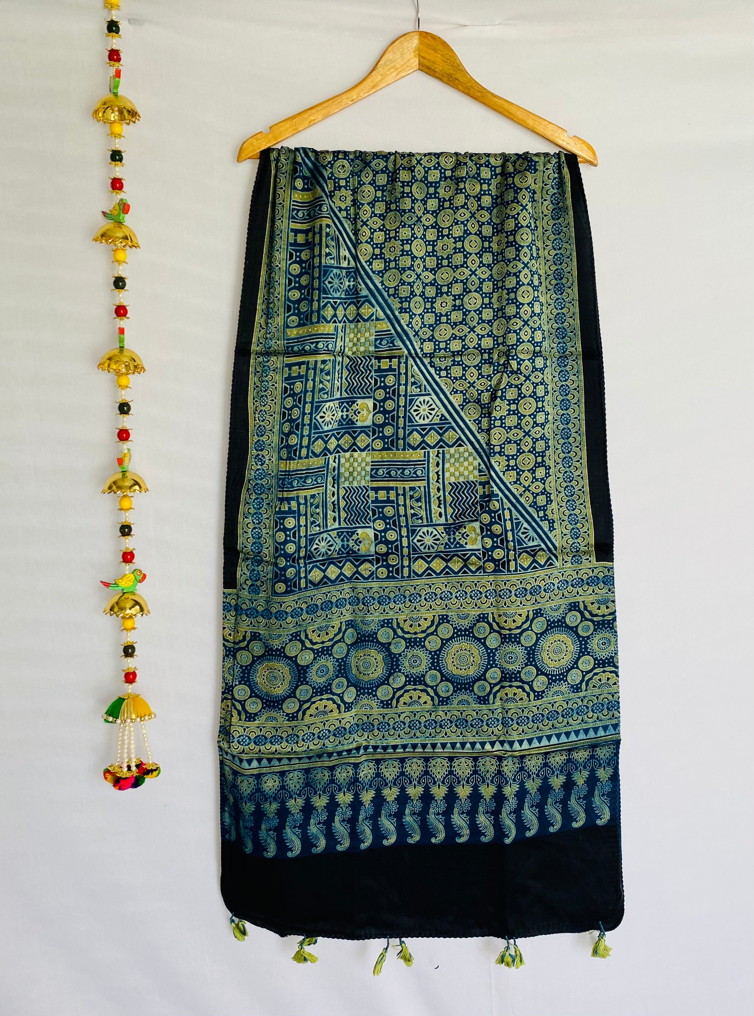 Ajrakh Natural Dyed Mashroo Silk Stoles