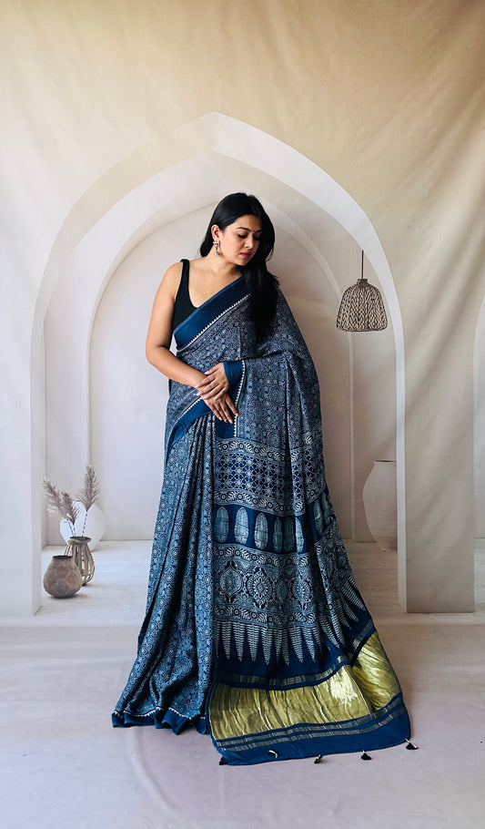Ajarakh Modal Tissue Saree