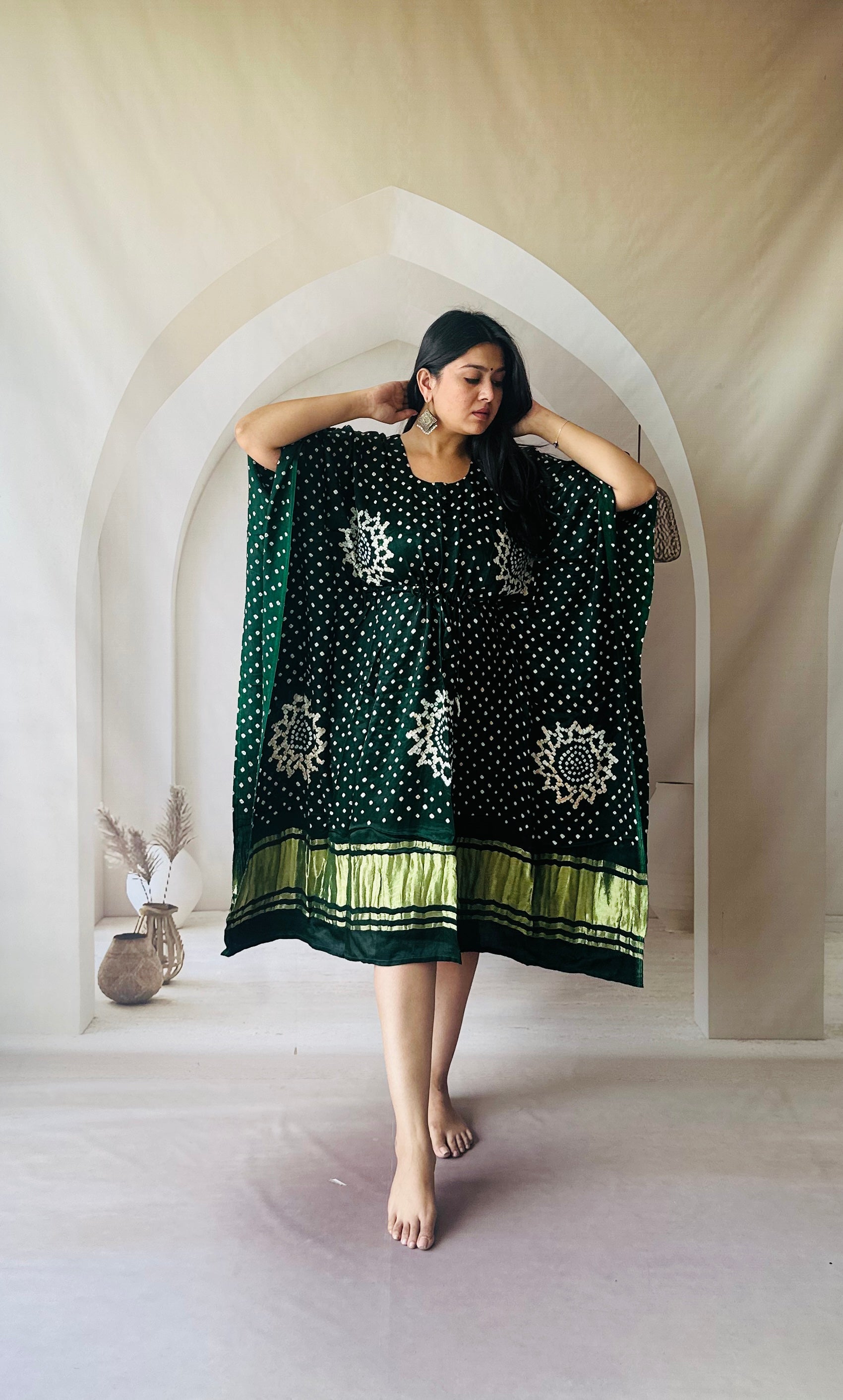 Bandhani Modal Silk kaftaan