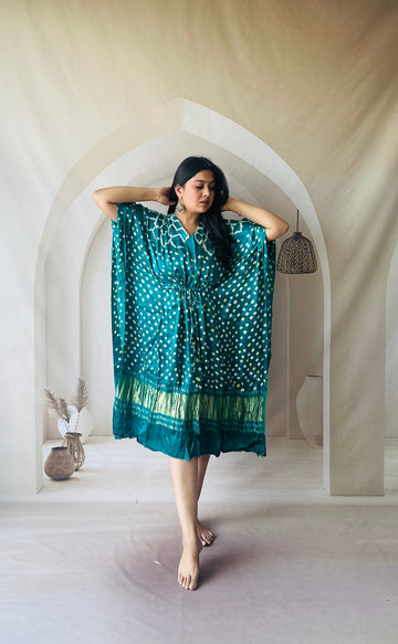 Bandhani Modal Silk kaftaan