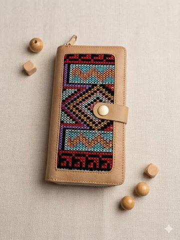 Beign Embroidered Button Wallet