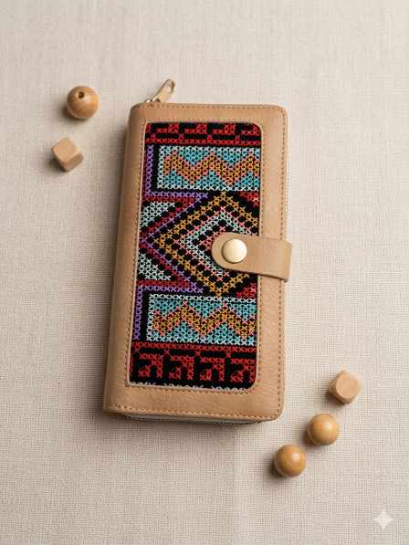Beign Embroidered Button Wallet