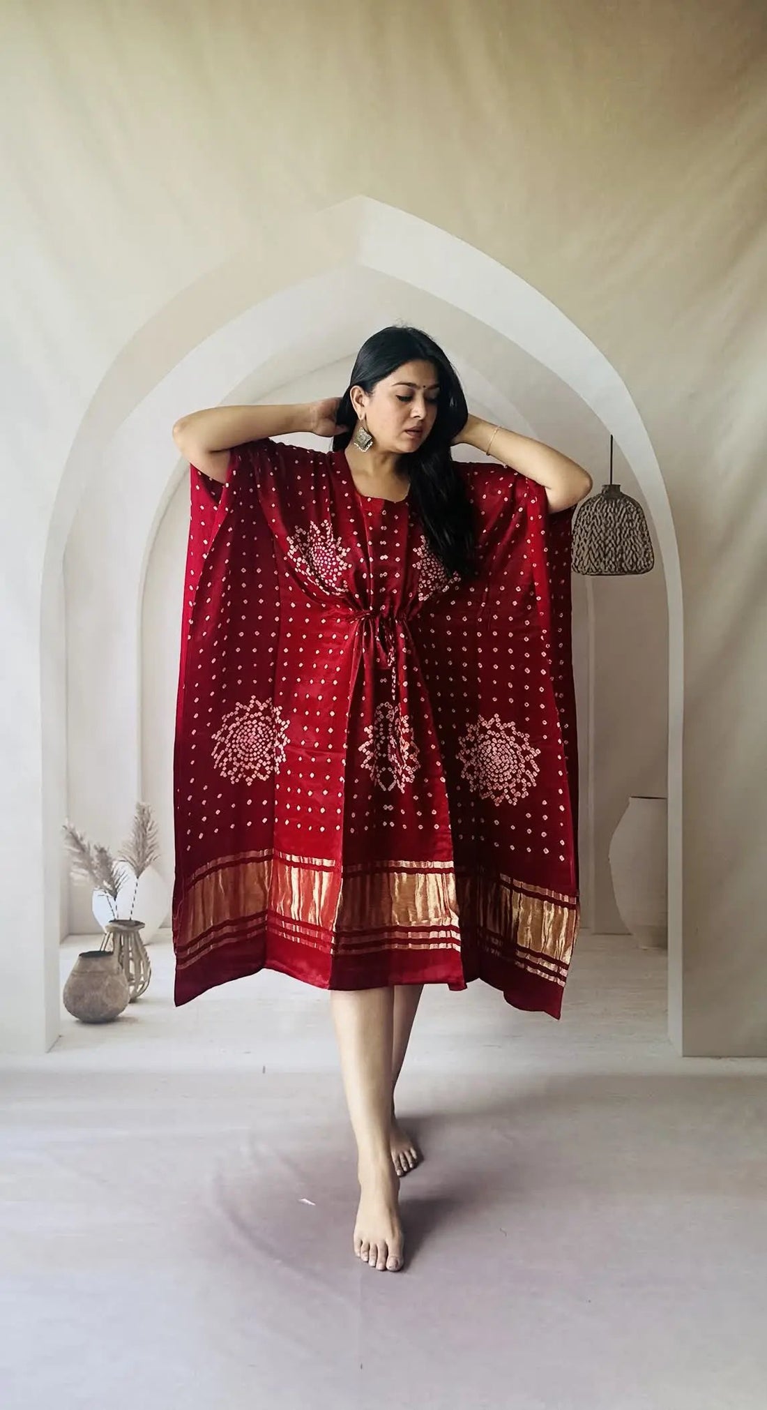 Bandhani Modal Silk kaftaan RAKHIYO