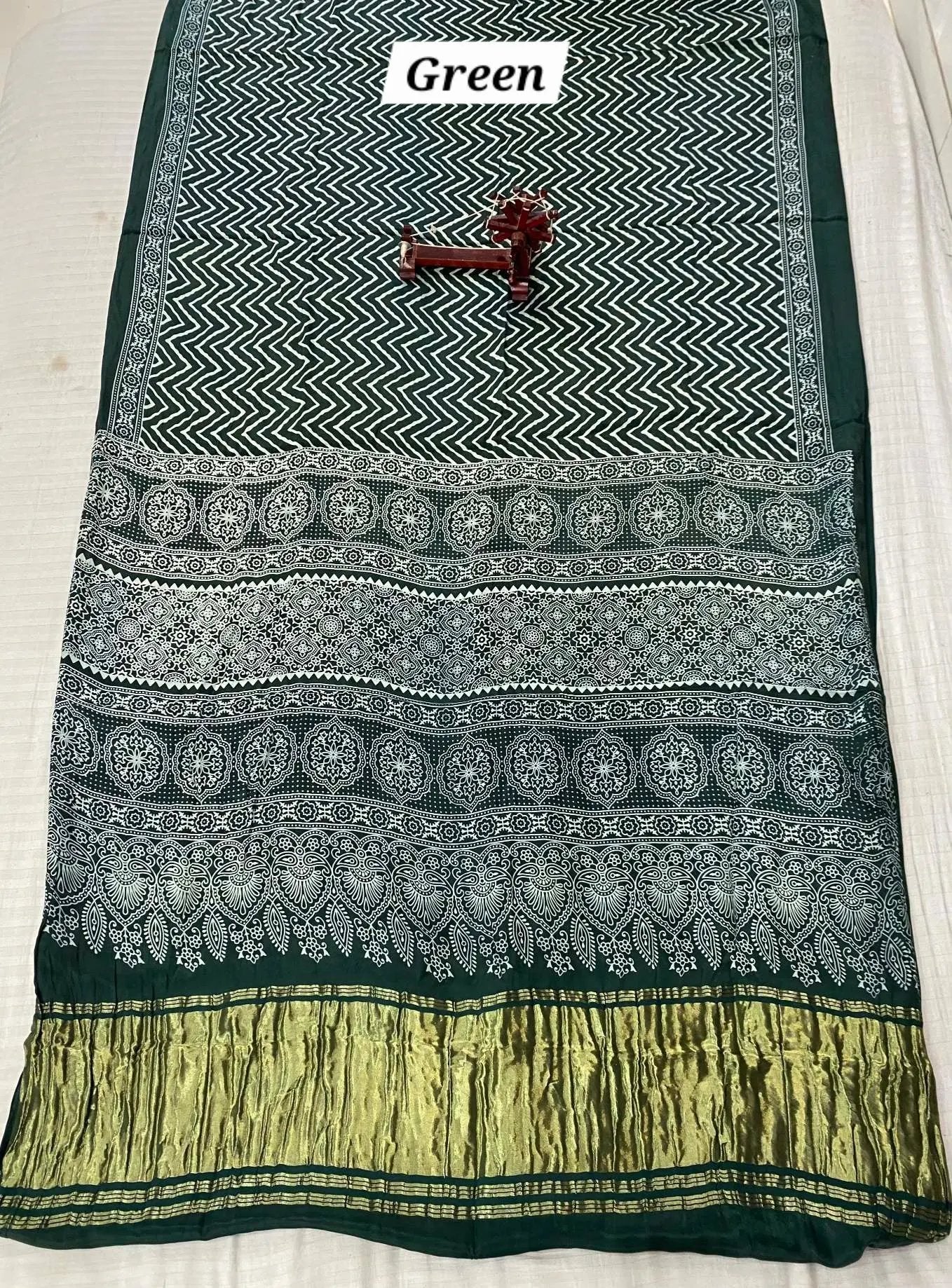 Laheriya Ajarakh Tissue Modal Silk Saree RAKHIYO