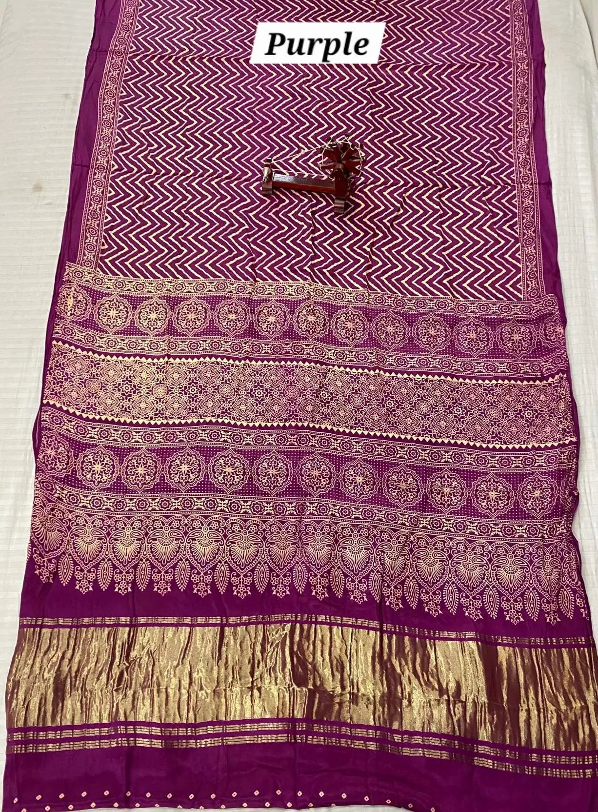 Laheriya Ajarakh Tissue Modal Silk Saree RAKHIYO