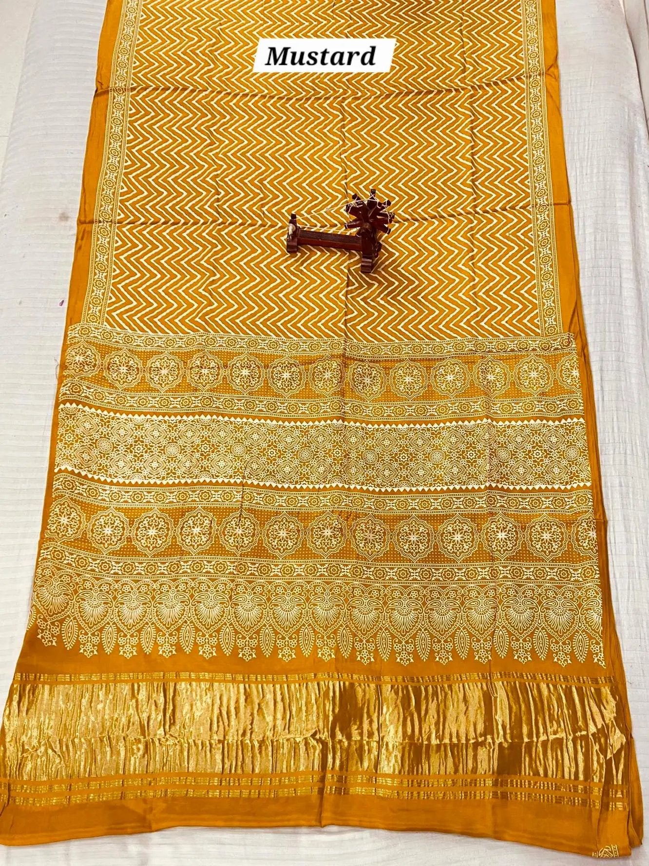 Laheriya Ajarakh Tissue Modal Silk Saree RAKHIYO
